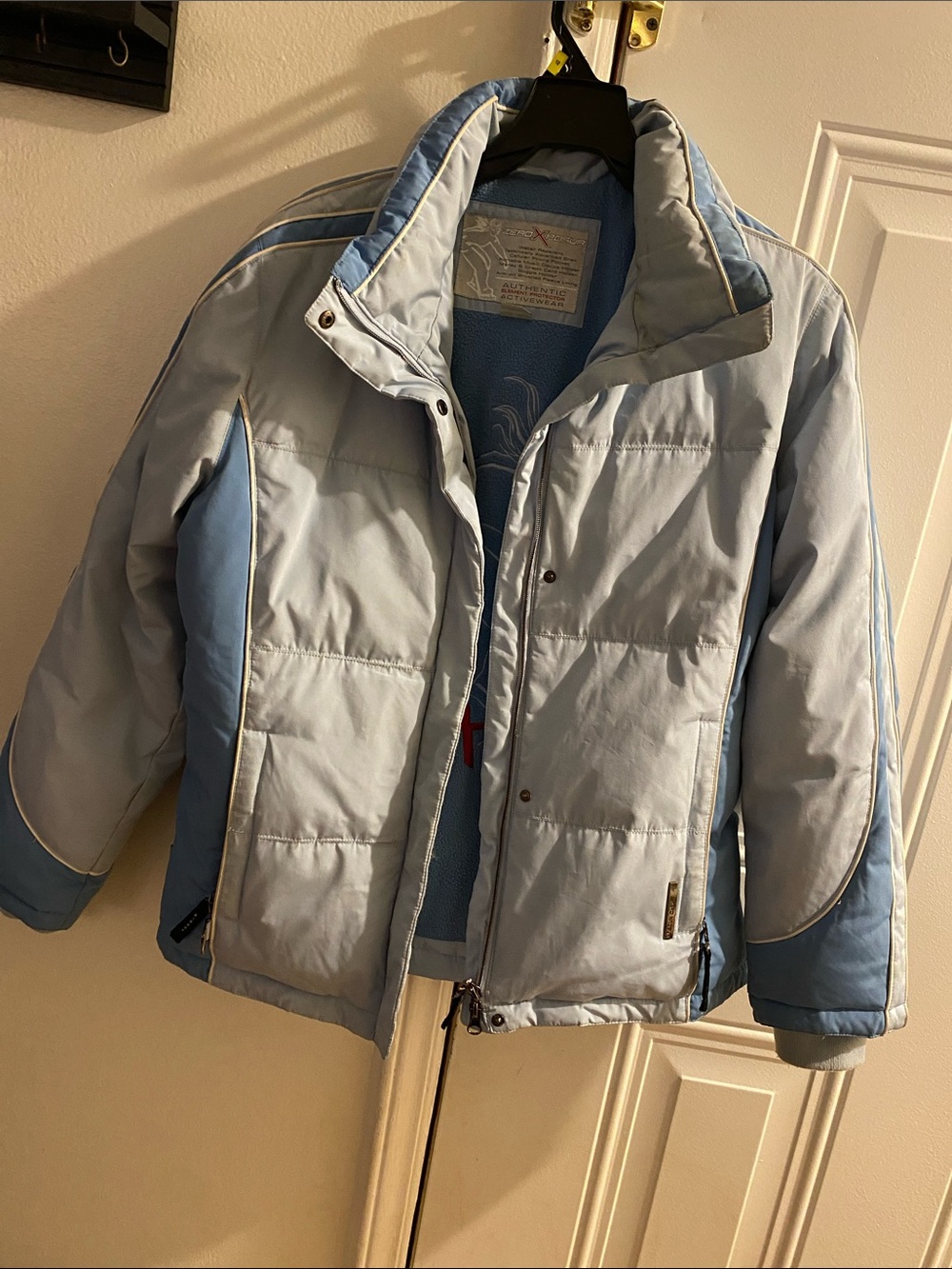 ZeroXposur Light Blue unisex Puffer Jacket with Contrast Panels